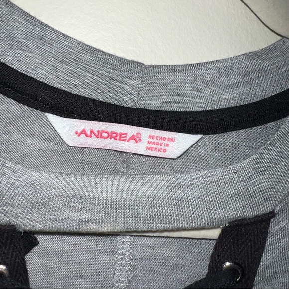 ANDREA Gray Lace-Up casual Dress pink emu grommets new net short sleeve - Picture 2 of 9